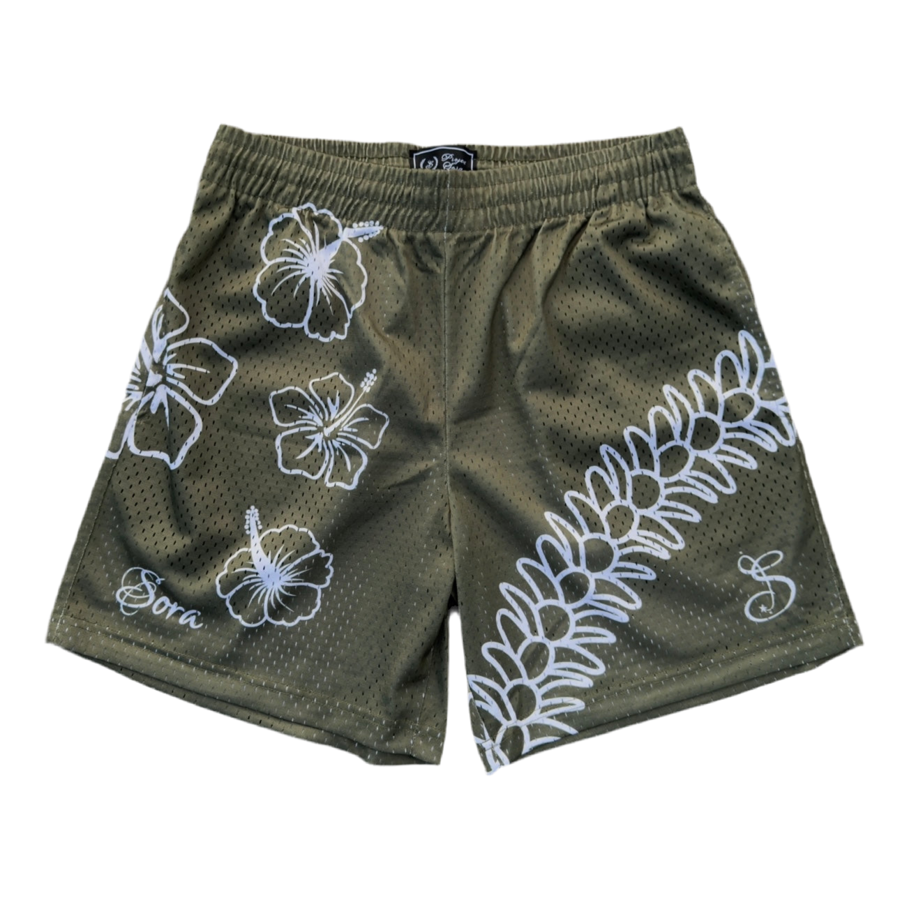 Hawaii Mesh Short - Olive/White
