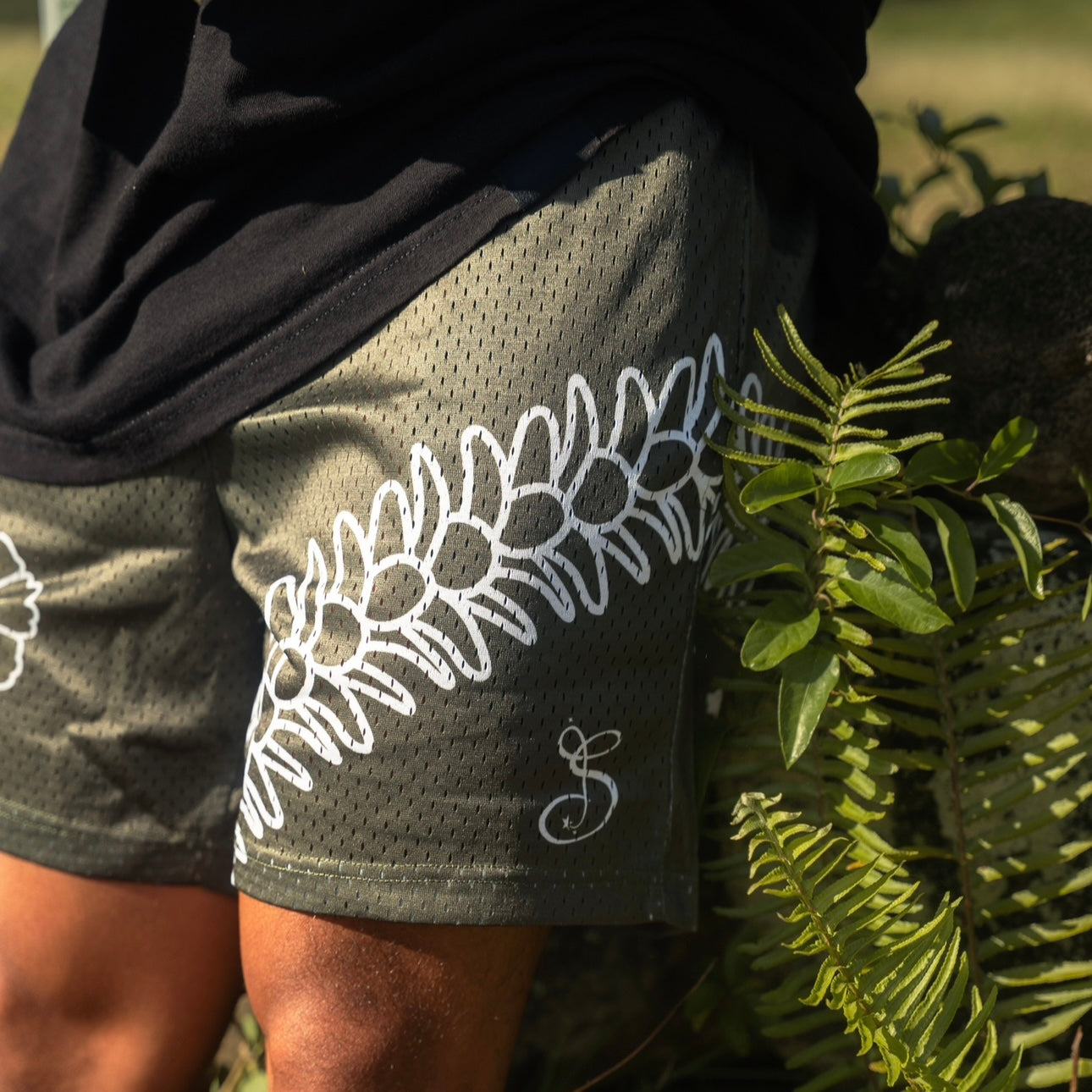 Hawaii Mesh Short - Olive/White