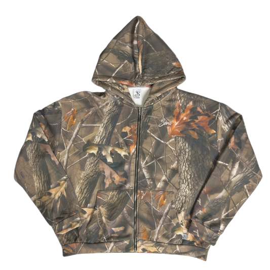 Brown Camo Zip-Up Hoodie