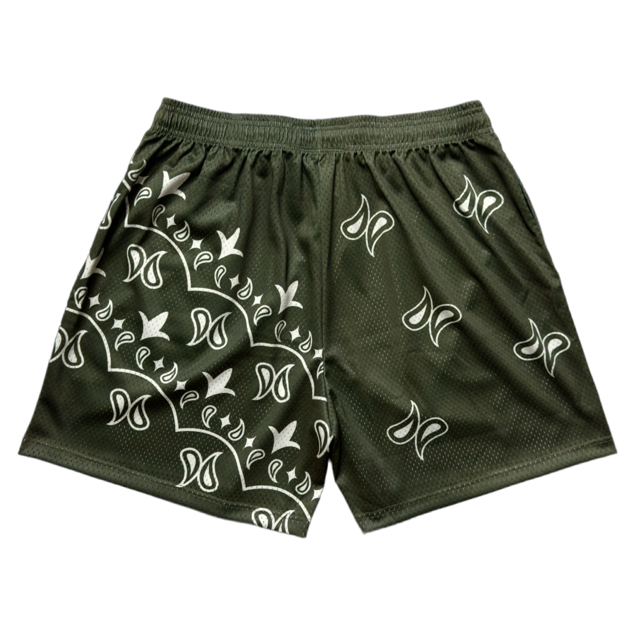 Stacked Paisley Mesh Short - Olive/Eggshell