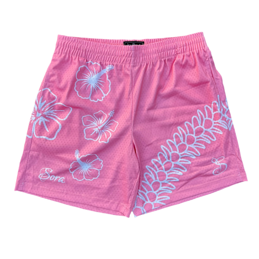 Hawaii Mesh Short - Pink/White