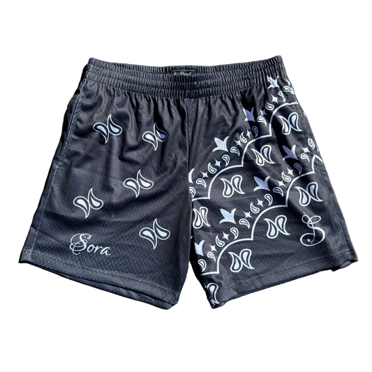 Stacked Paisley Mesh Short - Carbon/White